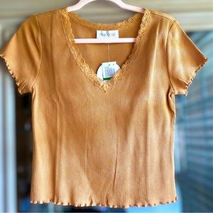 Bronze, brown crop top. Brand-Pink Rose, size large.
